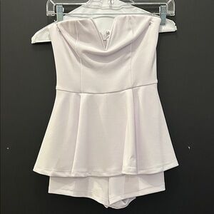 bebe Ivory Strapless Peplum romper